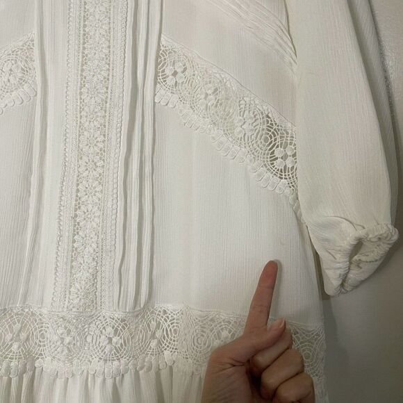 New York and company white lace boho tiered with slip dress size small - Picture 4 of 9